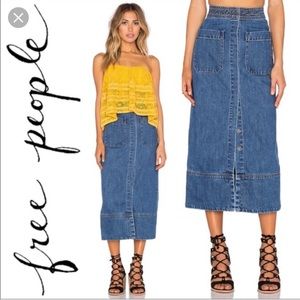 Free People Just A Dream Denim Mini Skirt